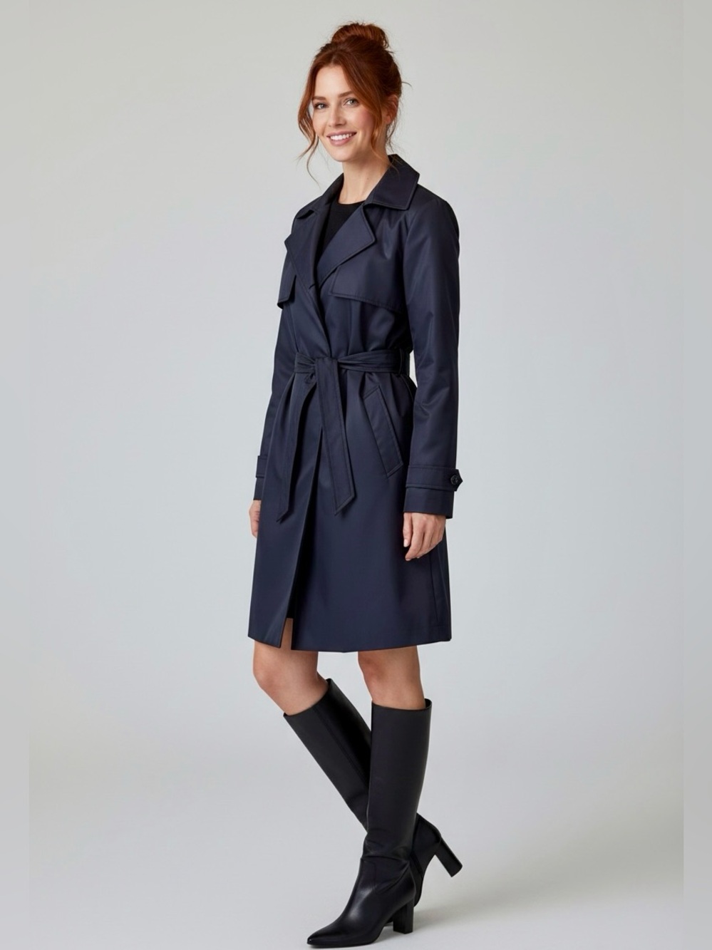 Vintage Y2K NINE WEST  Black Minimalist Mini Trench Coat 2004 | S - Picture 9 of 16